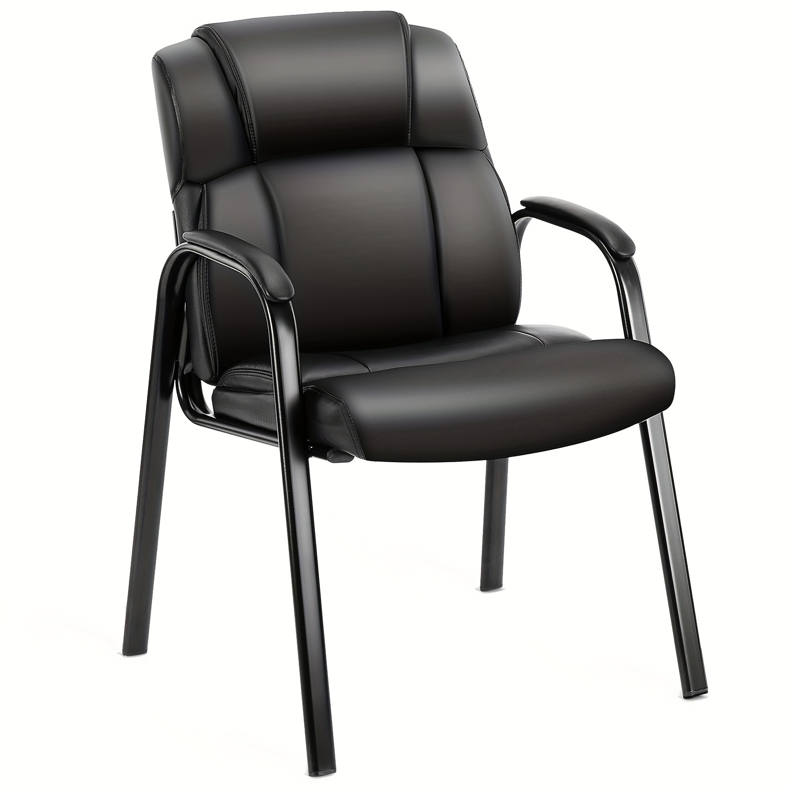 

Comfortable Leather Guest Chair With Cushioned -ideal For Reception, Conference Rooms, Desks Or Home Use