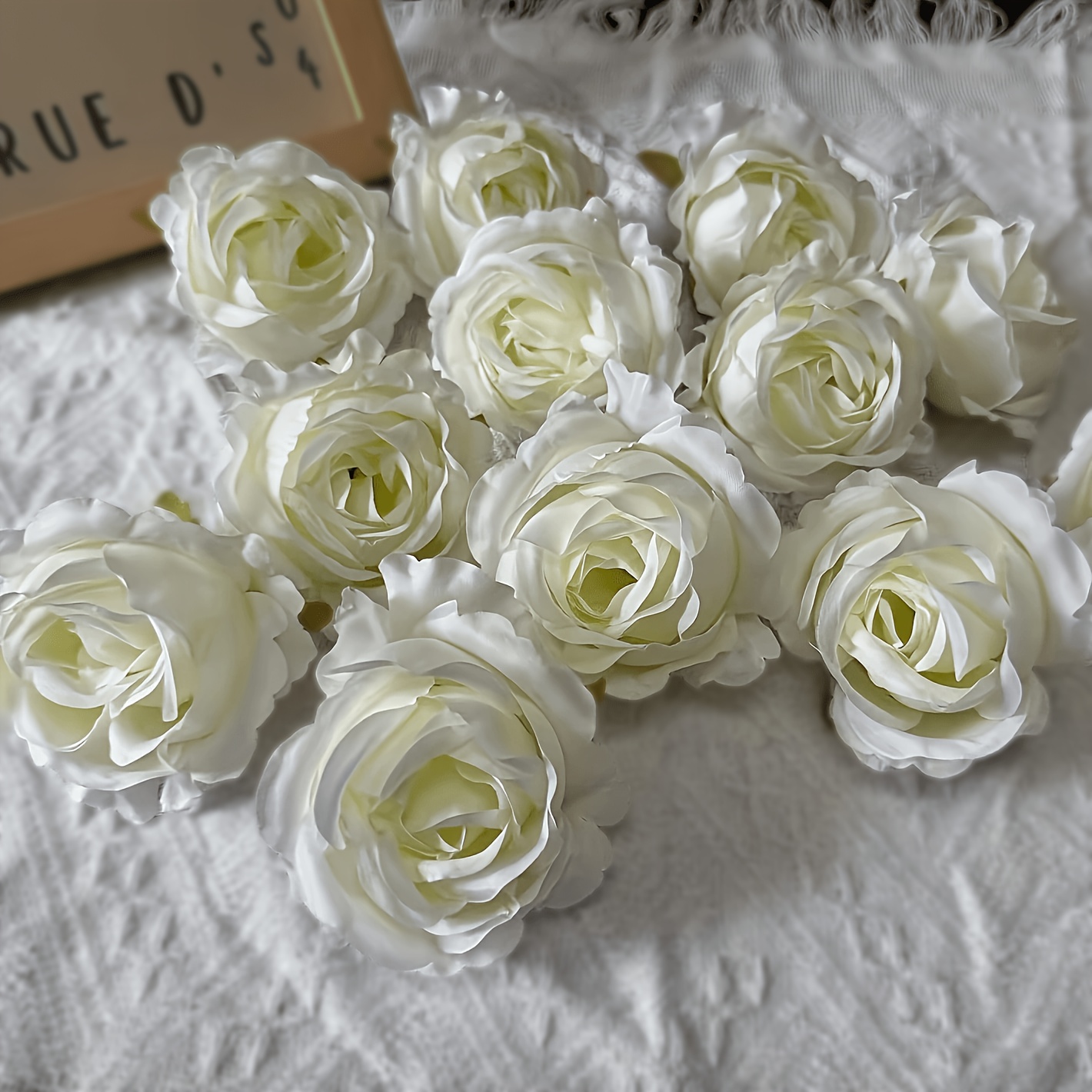 TEMU 12pcs Round Artificial Flower Heads - Vibrant Fabric Petals, Suitable For Home Decor, Wedding And Holiday Party Decorations (spring, Halloween,