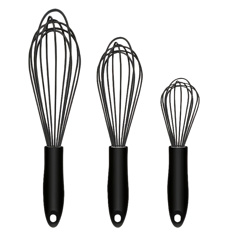 3pcs Food Grade Silicone Whisk, Manual Egg Whisk Mixer, Egg Beater, Household Baking Tools, Kitchen Supplies