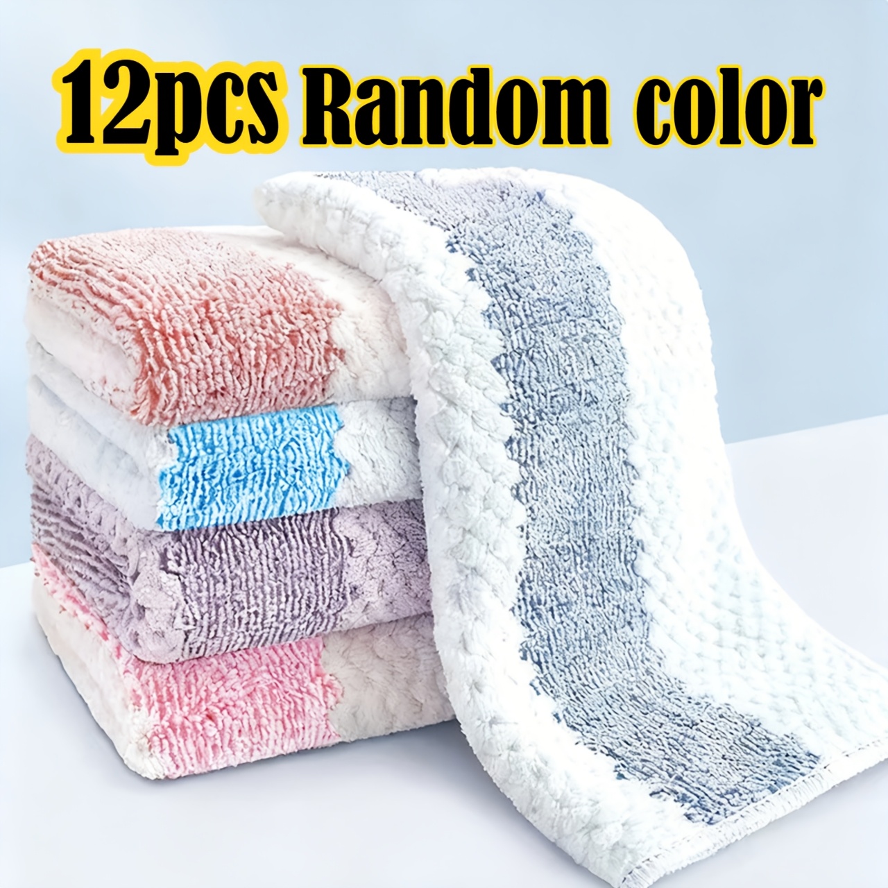 TEMU 12pcs Random Colors Oil Kitchen Cleaning Cloths, Dishcloths, Super Absorbent Reusable Kitchen Scouring Pads For Home Cleaning