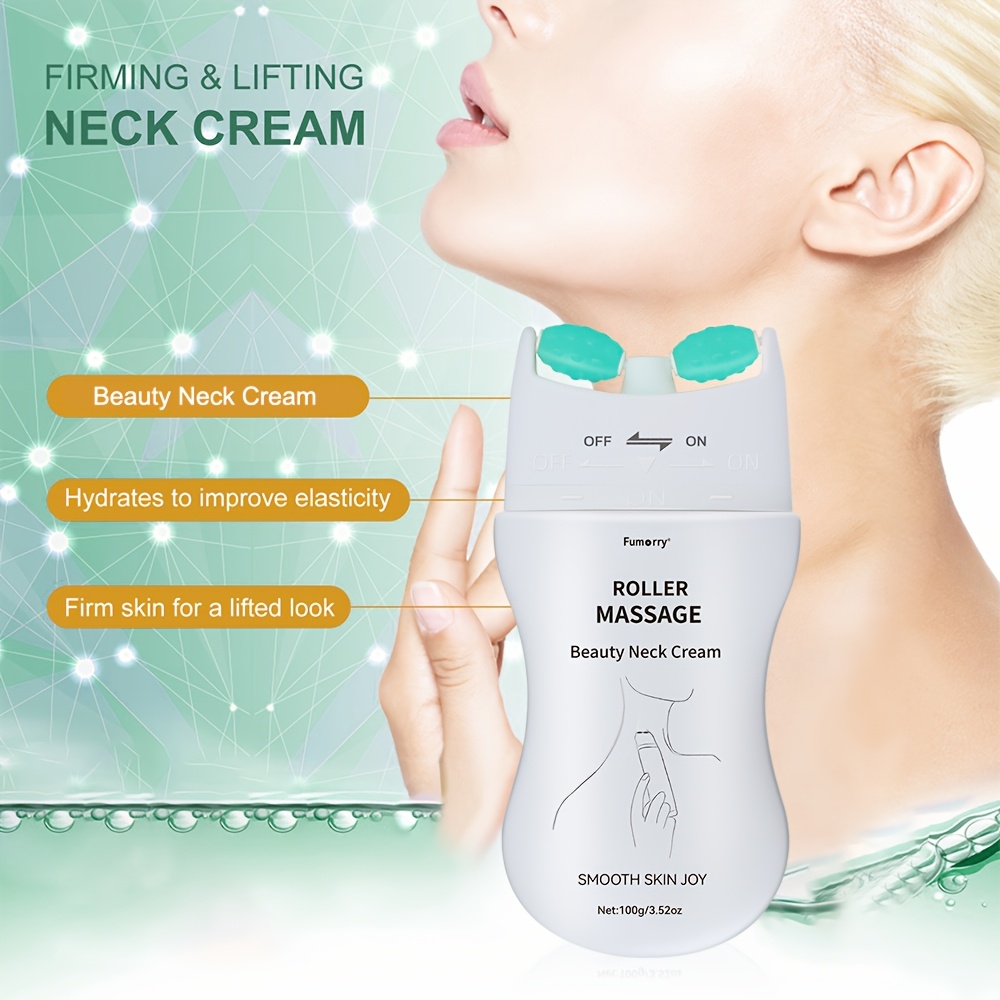 1pc Firming Neck Massage Roller with Hyaluronic Acid Lotion - Alcohol-Free, Plant-Based Squalane, Shea Butter & Witch Hazel for All Skin Types - Natural Moisturizing & Shaping Cream for Smooth Skin, for Halloween
