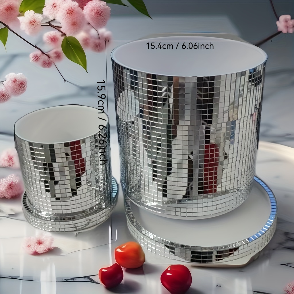 Image of 1pc Straight Flower Pot, Disco Mirror Reflective Glass Flower Pot, Home Interior Ornament Bonsai Decoration Party Decoration