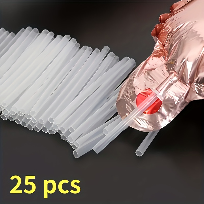 10/25/50pcs Balloon Accessories, Clear Straws, Foil Balloon Inflation Straws, Suitable For Wedding And Party Balloon Inflation Accessories, Transparent Flexible Design, , For Halloween, Christmas