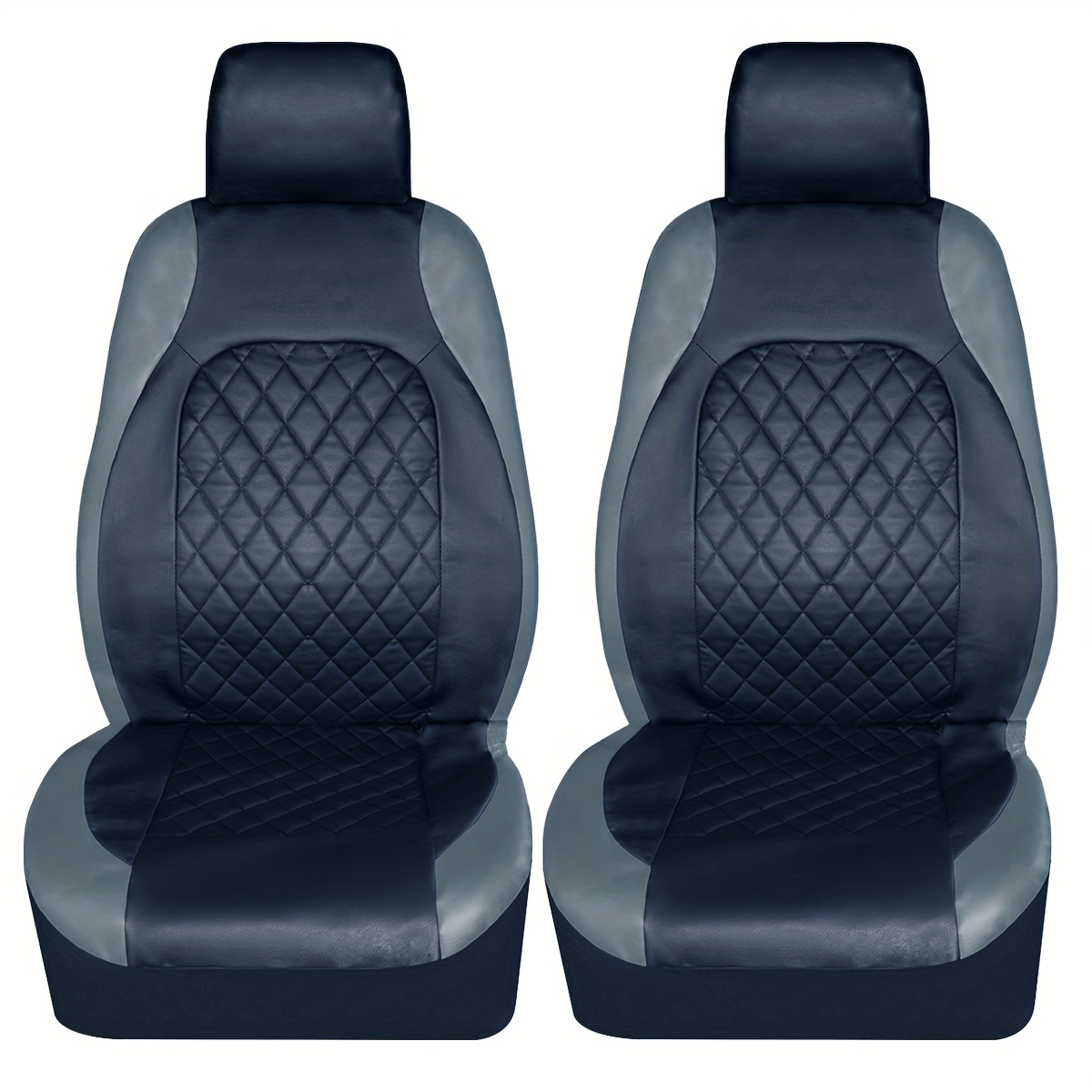 TEMU Pvc Quilted Synthetic Leather Universal Size Car Seat Cover Front Pair