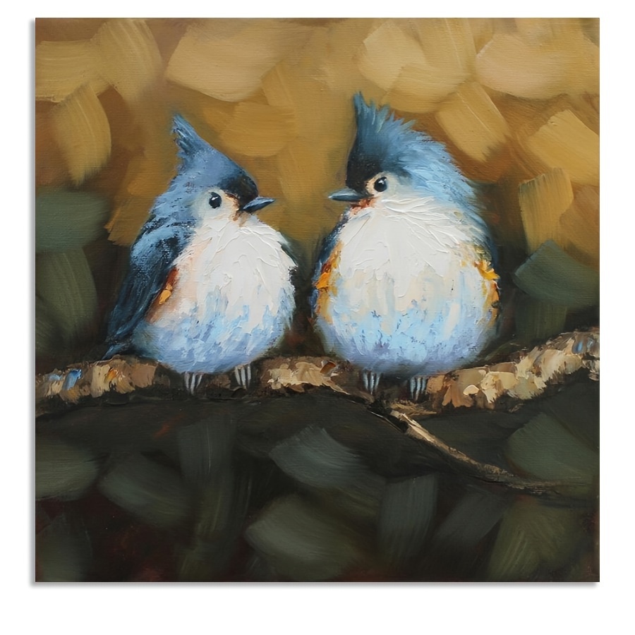 

Abstract Tufted Bird Oil Painting Canvas Print, Frameless, 1pc, Vibrant Wall Art For Home, Living Room, Bedroom, Study, Bar, Cafe Decor, 12x12 Inches