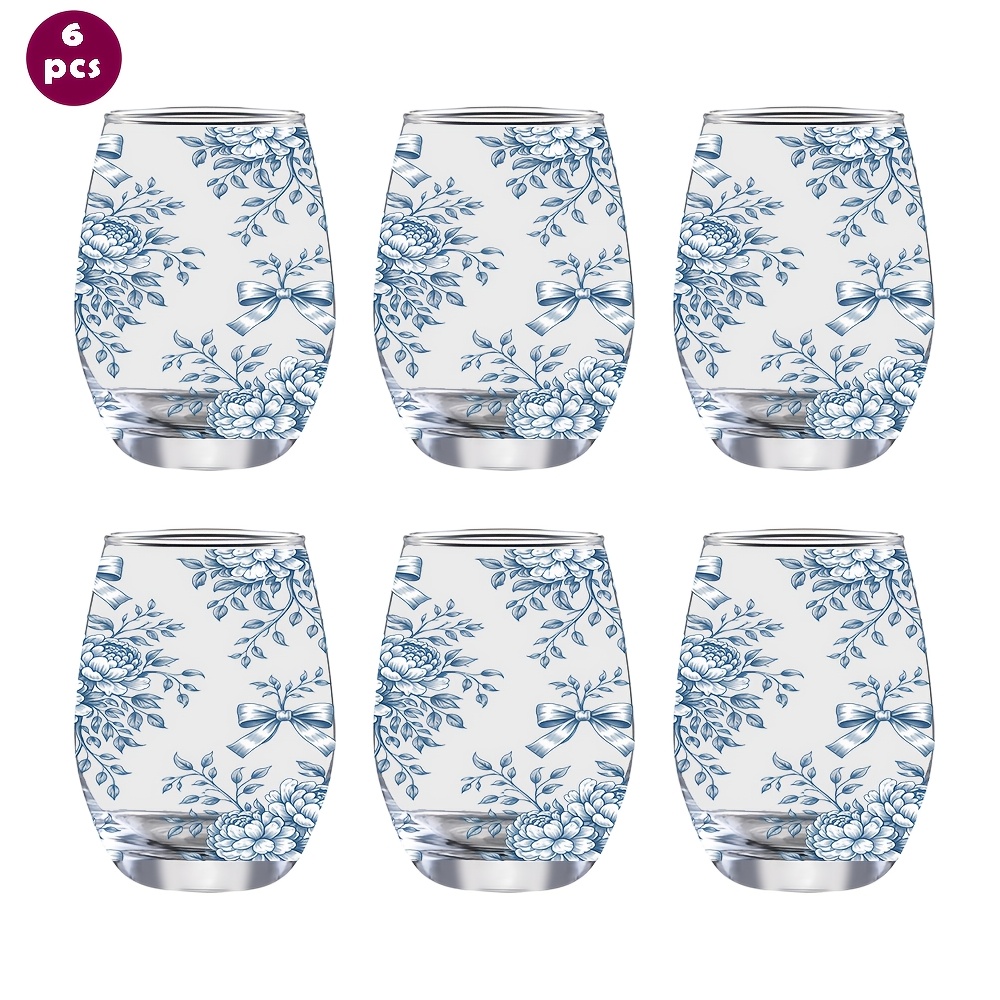 TEMU 6pcs/12oz/350ml/stemless Wine Glasses, Champagne And Whisky Glass, For Party Cups For Indoor Outdoor Perfect For Home Office Bar Weddings And