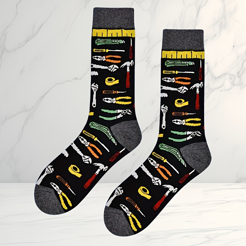 E-shop Ein Set mit 1/3/5 Paar neuartigen und interessanten Mid-Calf Socken, geeignet für Damen und Herren mit einem Werkzeug-Design
