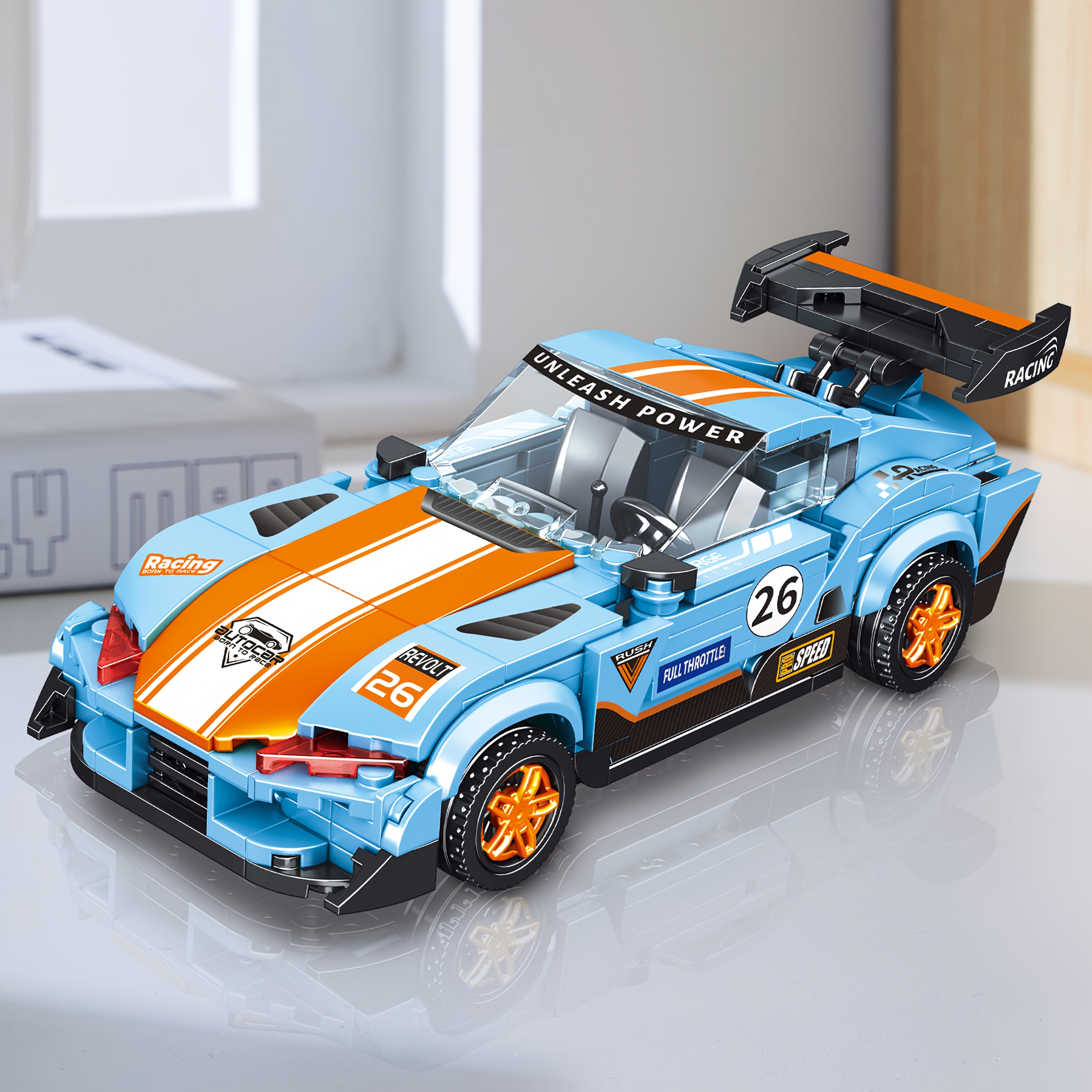 Blue Car Building Blocks Set, Speed Sports Car Model