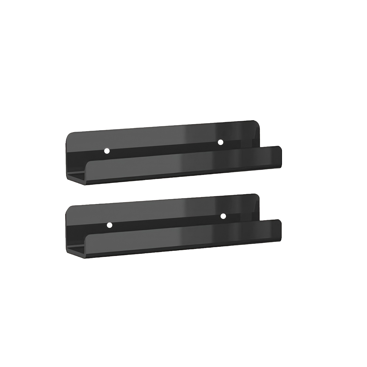 2pcs Space- Bathroom Kitchen Wall Shelves Black Acrylic Float Storage Rack For Hand, Spices, Books, Frames, Toothbrushes, Wall Decor Bathroom Additions