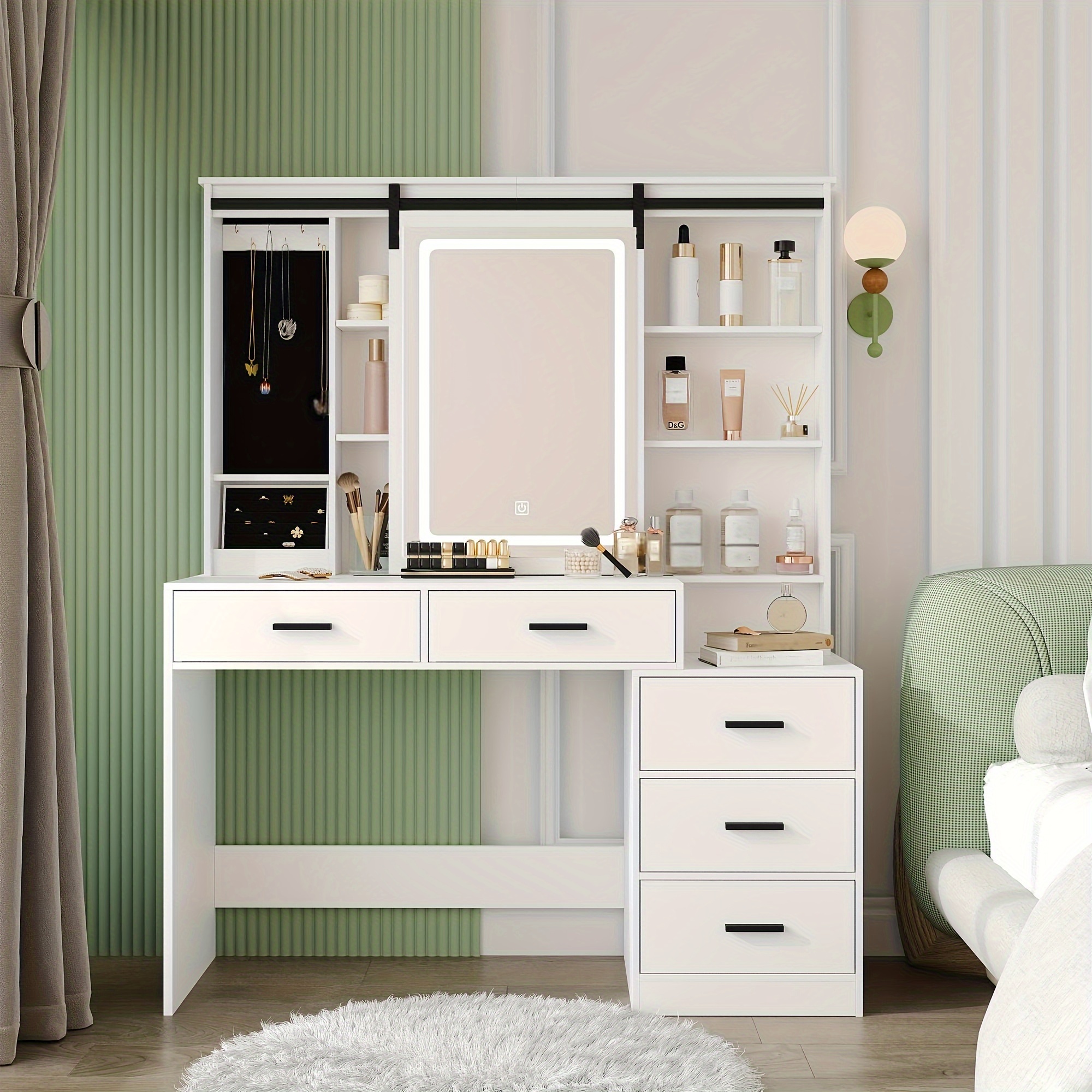 Devoko Schminktisch Mit LED Spiegel & Schubladen - Frisiertisch Mit Steckdosen