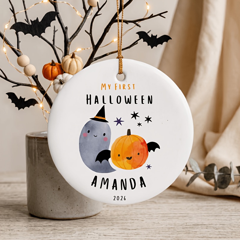 TEMU Personalized Design First Halloween Decoration, Baby Halloween Gift With Custom Name, Pumpkin And Themed Baby Halloween Trinket, Commemorative