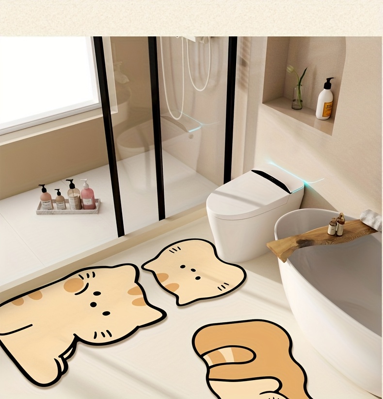 3pcs cartoon   animal bathroom non slip mat set shower room absorbent quick   piece bathroom anti slip floor mat Product details 0