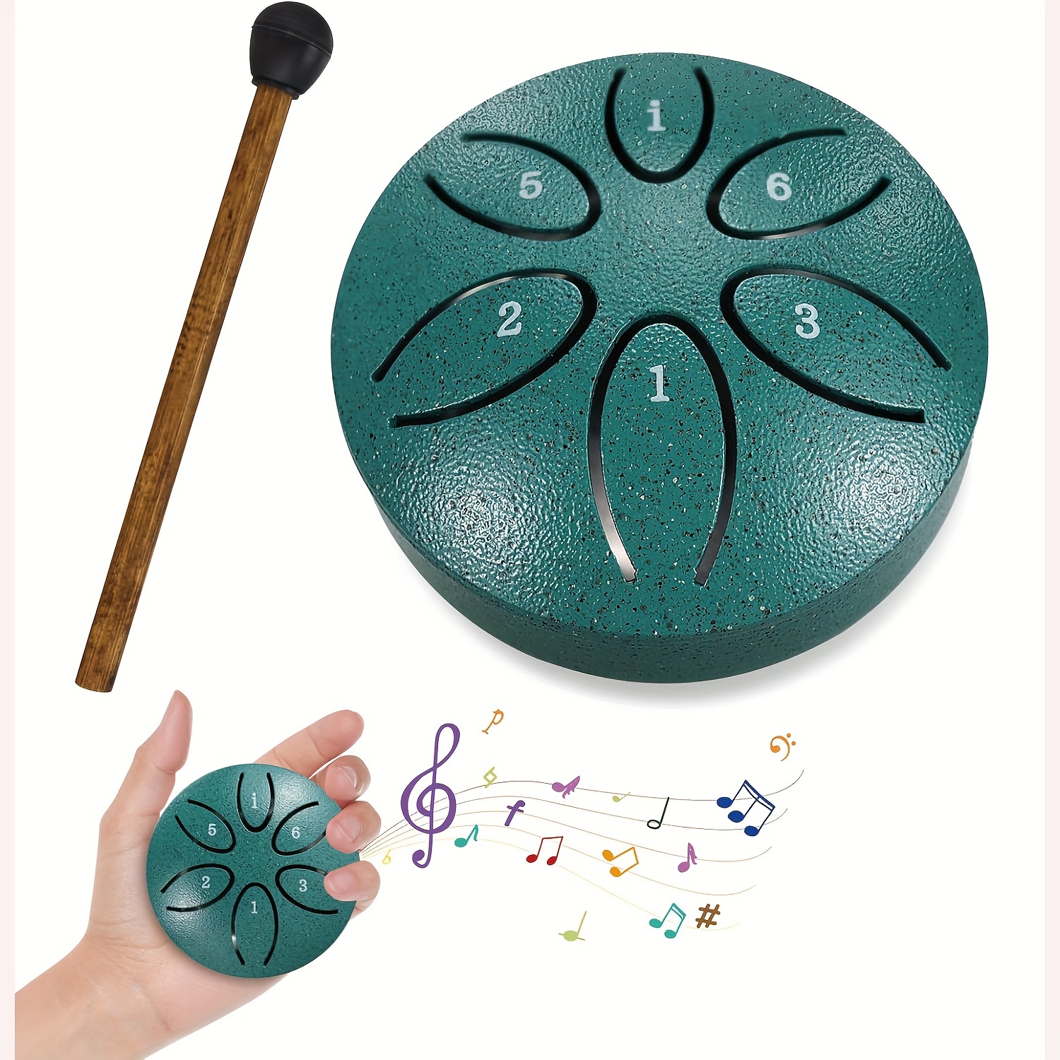 

Ensemble de chantants en acier au vert à 6 avec - Handpan de 3 pouces pour la , la relaxation et la sonothérapie - Idéal pour , et les