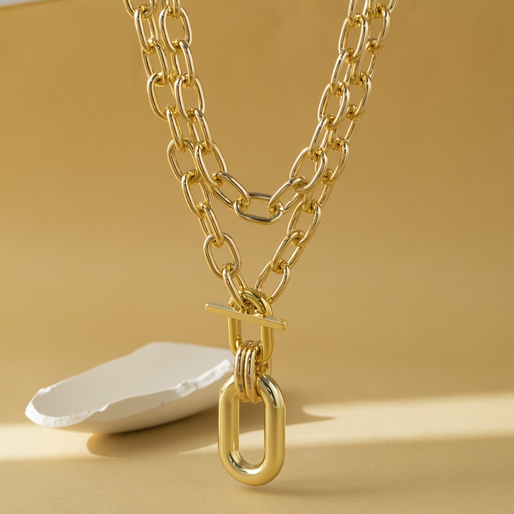 2pcs Women's Double-Layer O-Link Chain Necklace Set — Gold-Plated