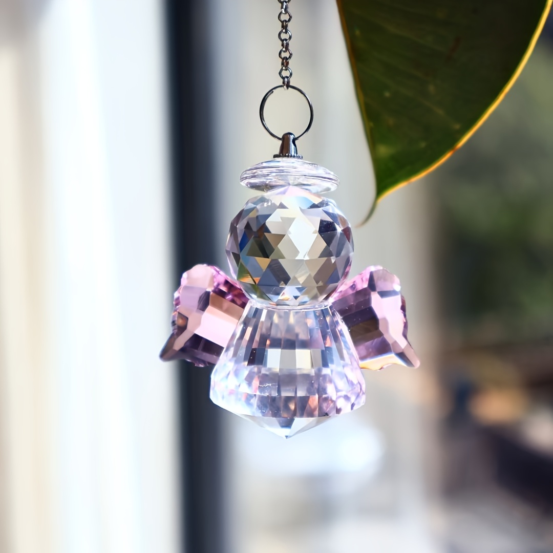 Image of 1pc Hanging Decoration - Crystal Glass Figure With For, Stained Glass For, Wedding, Christmas & Ornament - Elegant Glass Statue Gift Suitable For Glass