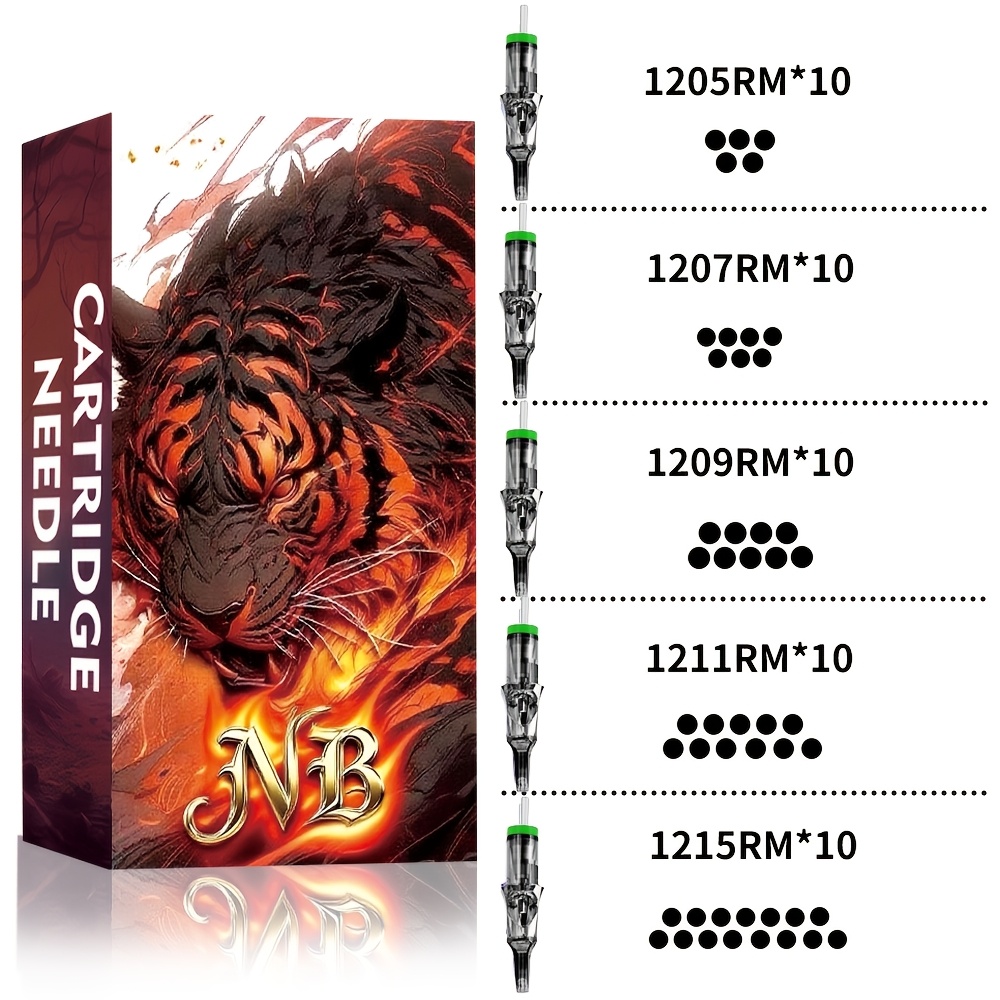 Tattoo Needles 50 Mixed Sizes Disposable Needles - Rl, Rm, Rs, M1, 5 Combinations Are , With Membrane Safety Needles, Essential Tattoo Supplies For Beginners And