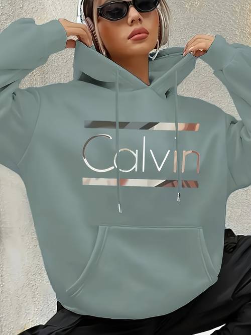los angeles letter print drawstring hoodie casual long sleeve pocket sweatshirt womens clothing