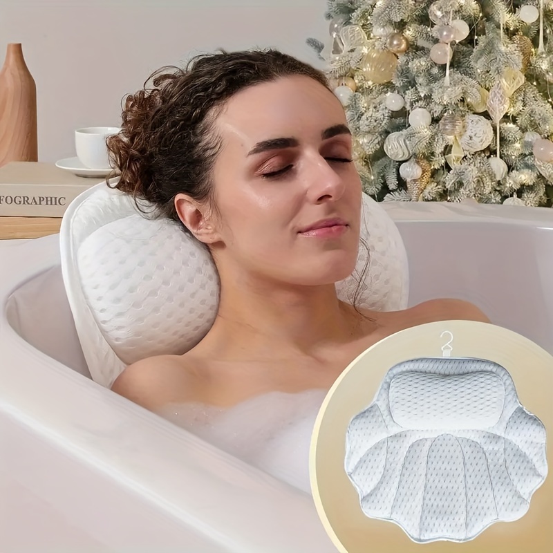 

Coussin de Baignoire avec 6 Ventouses Antidérapantes - Polyester Hypoallergénique, Soutien pour le Cou & les Épaules, Accessoire de Bain & Cadeau de Noël