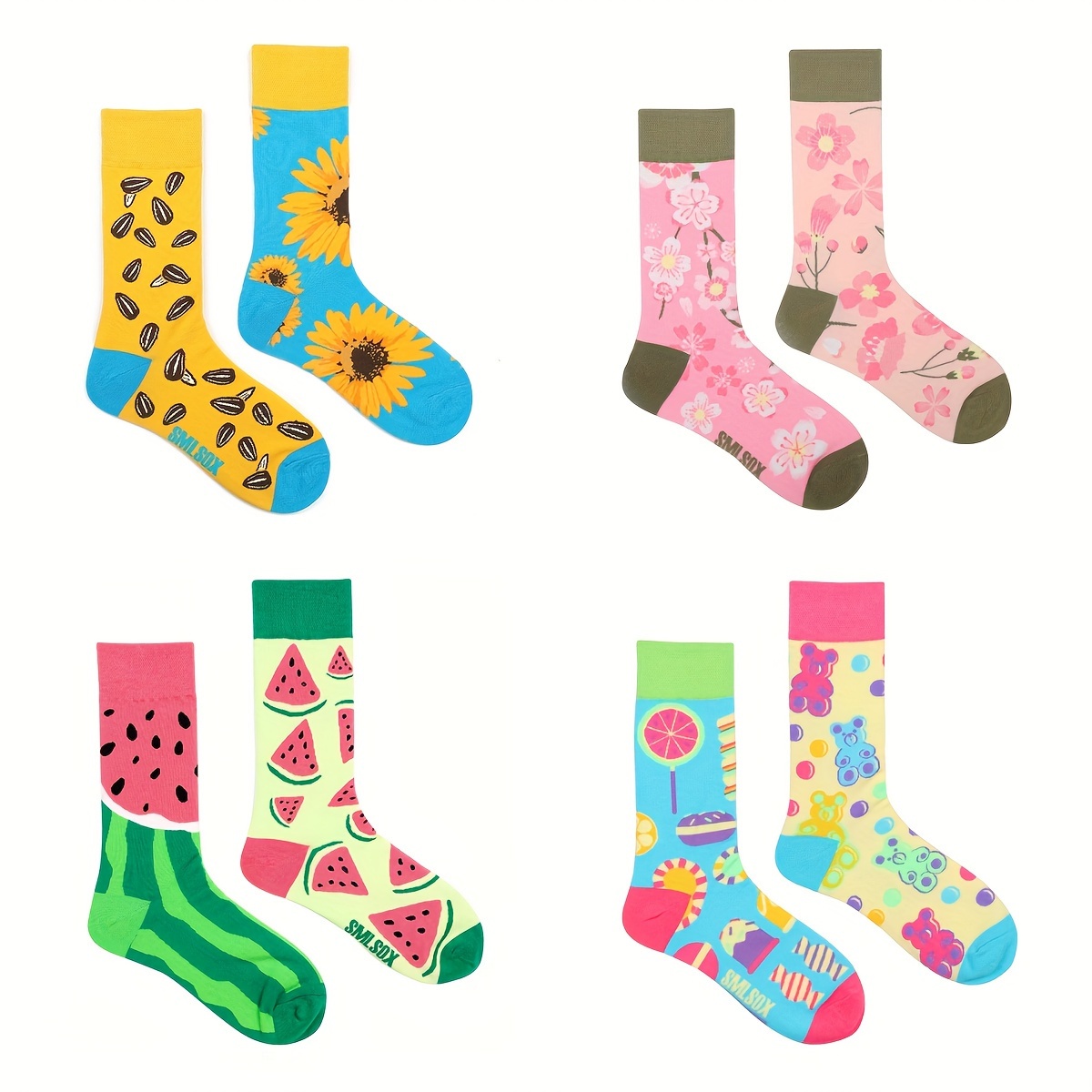 

Watermelon & Sunflower Socks, Street Ab Style Mid Tube Socks, Women's Stockings & Hosiery