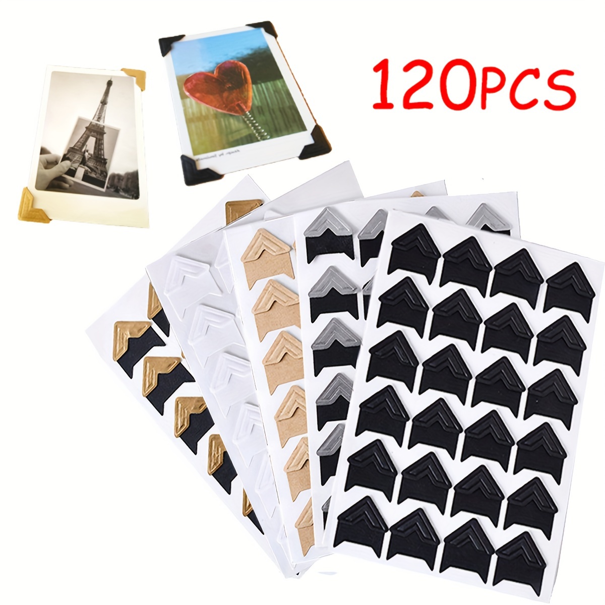 120pcs self   photo sticker photo folder diy photo album accessories vintage   paper corner stickers for photo album frame decoration scrapbooking picture protect decor