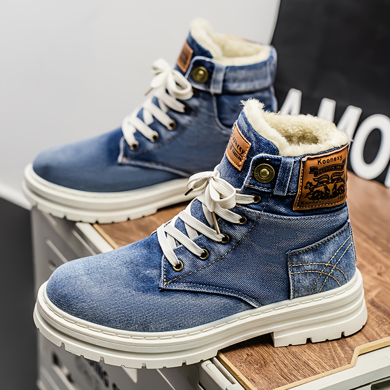 TEMU Men's Winter Snow Boots With Plush Lined Collar And Anti-slip Pvc Sole - Warm Hiking, Ice Skating, Snow Walking, Cold Weather Warm Winter Shoes,