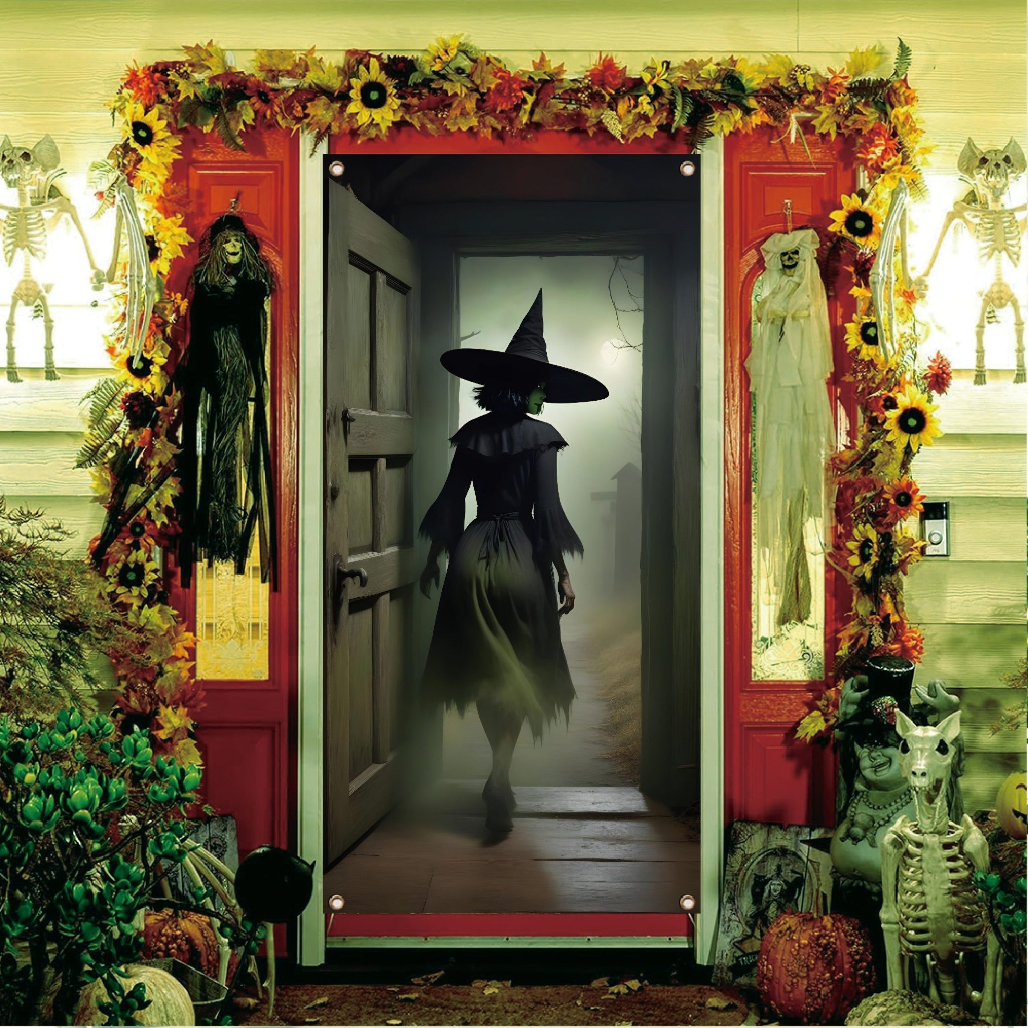 

's Entrance To The Cemetery Door Banner - 35.4x70.8" Polyester Hanging Decoration For Indoor & Outdoor Porch, Spooky Party Backdrop, No Power Needed