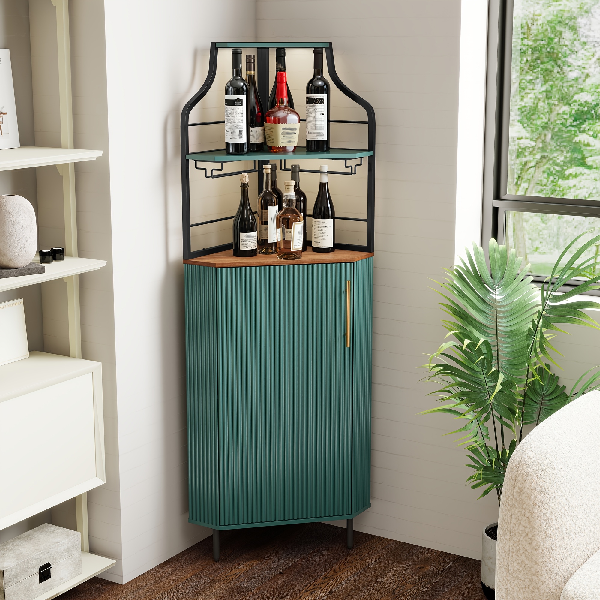 59-inch Modern Corner Bar Cabinet Overview
