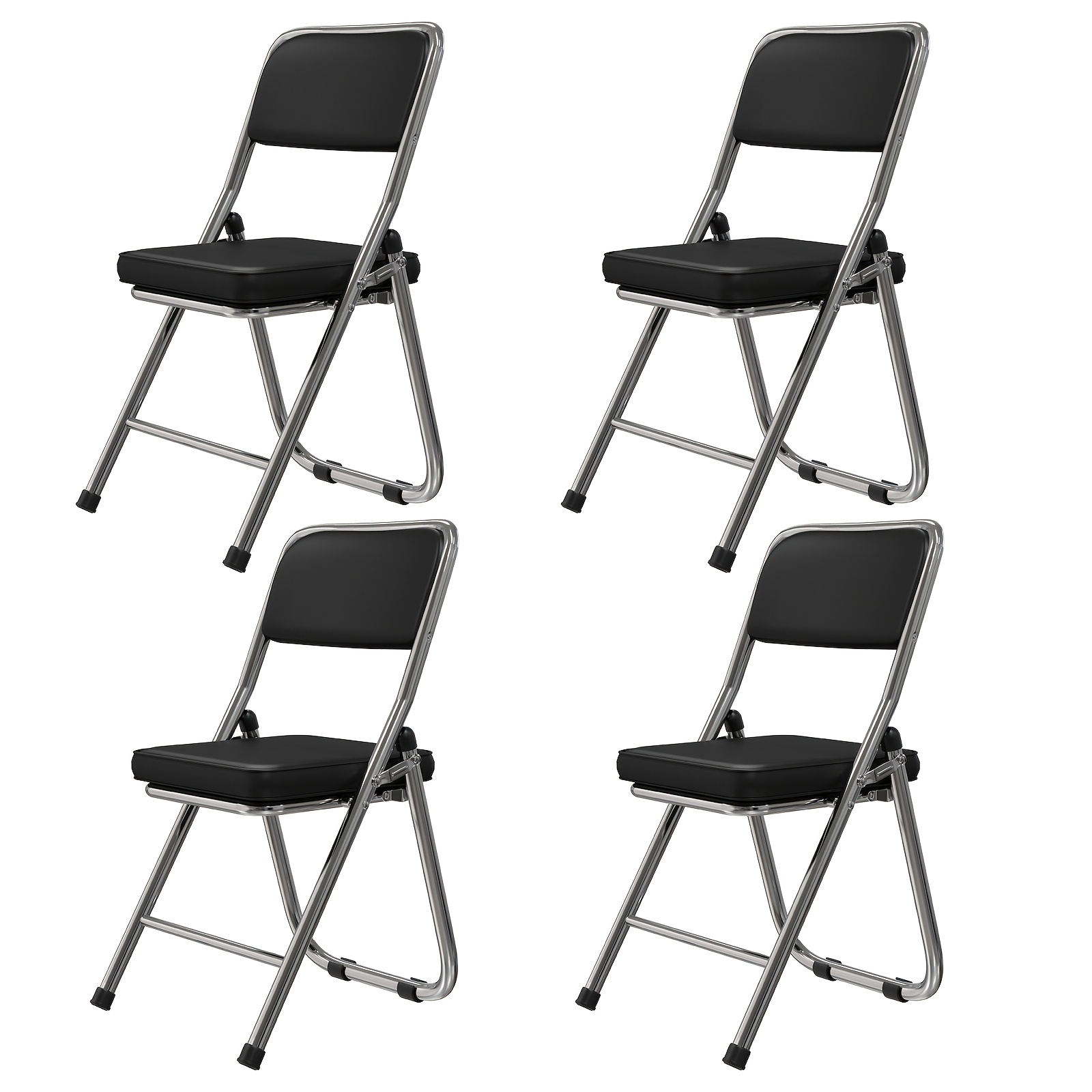 Folding Conference Chair, Set Of 4 Dining Chairs Folding Chairs Folding Chairs Made Of Cosy Pu Leather And , Sturdy Folding Chair Furniture For Outdoor Guests, 45x46x82cm