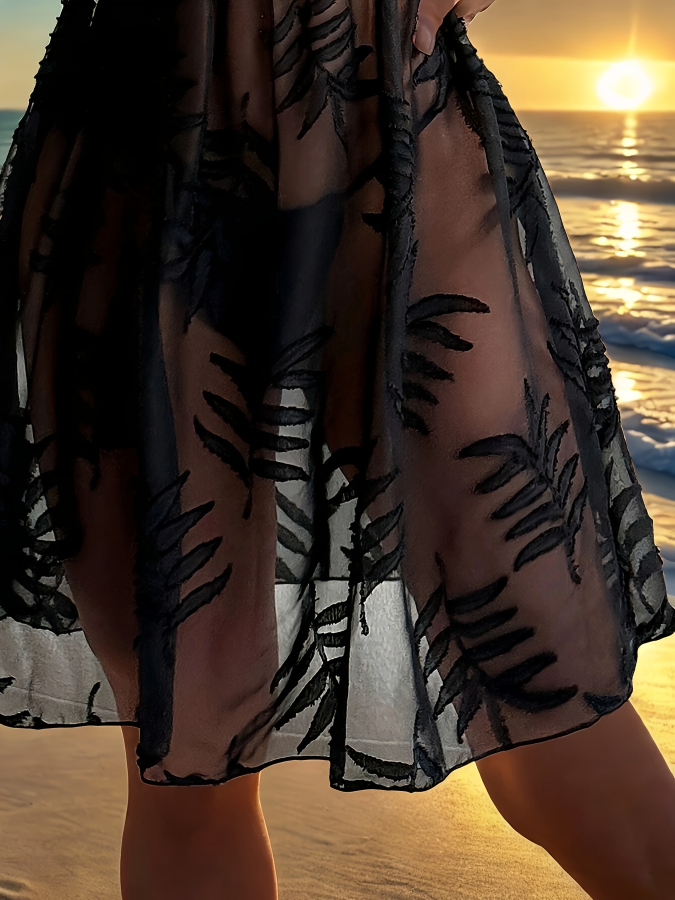 womens beach cover long sleeve semi sheer swim wrap dress Temu