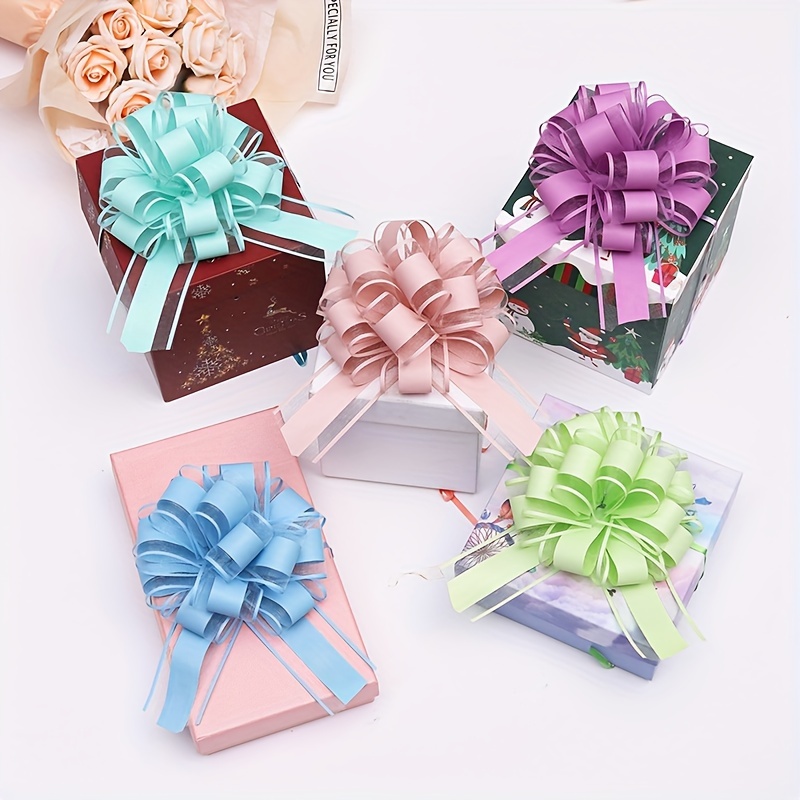 

24 Pcs Gift Packaging Bows For Gift Decoration, Macaron Color 3d Floral 4.7inch String Bows For Christmas, Valentine's Day, Mother's Day, Birthday Parties