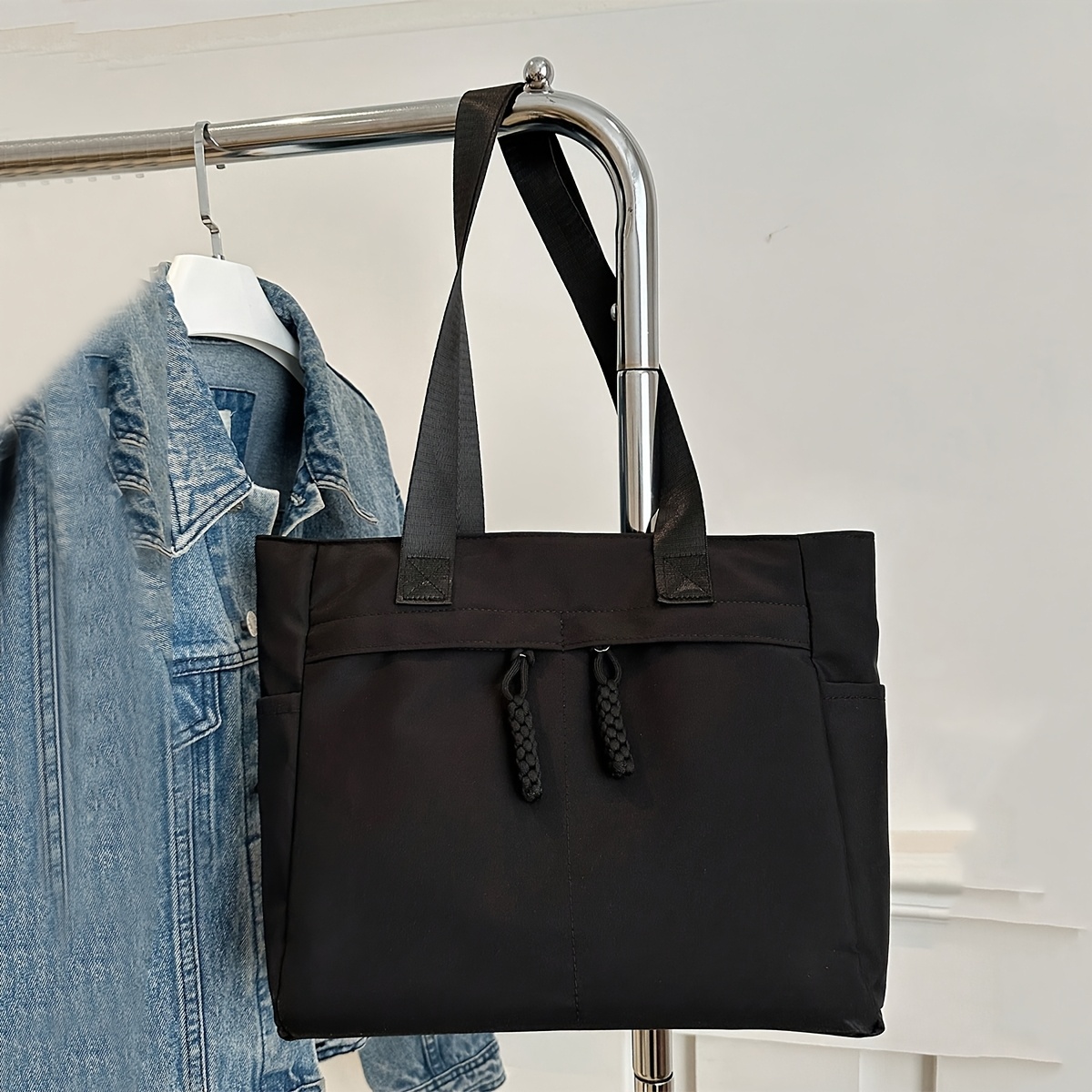 E-shop Modische, praktische, einfarbige Tragetasche, lässige Color-Block-Umhängetasche, literarische Schul- und Buchtasche für Damen oder Studentinnen,