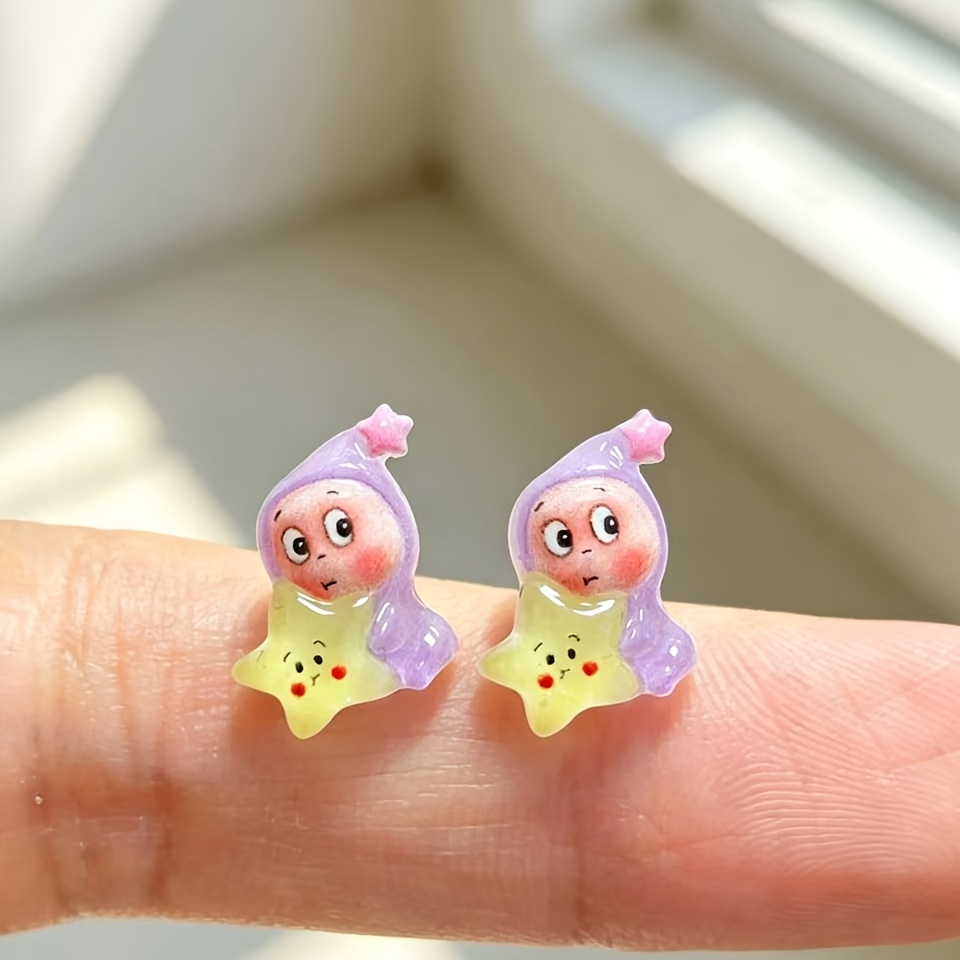 Women's Mini Cute Purple Star-shaped Earrings