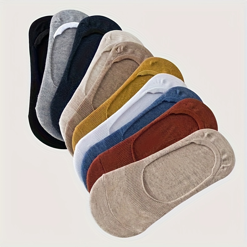 Image of 10 Pairs Women's Invisible Socks Summer Solid Mesh Breathable Silicone Non-slip Casual Business All-match Boat Socks
