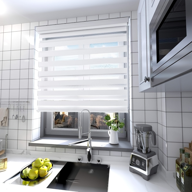 Image of Double Roller Blind Clamp Without Drilling, W60cm X H150cm Duo Roller Blind With Aluminum Cassette, Side Pull Roller Blind Easyfix For Windows & Doors