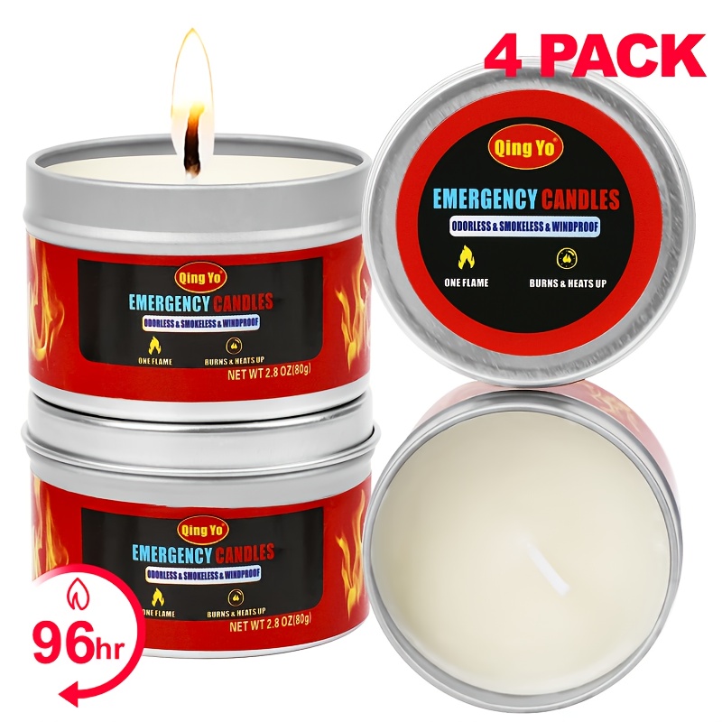 Image of 4pcs Canned Heated Candles, Soy Wax, Unscented, Suitable For Container, Winter, Outdoor Camping Emergency Candles- Christmas Gifts For Fathers And