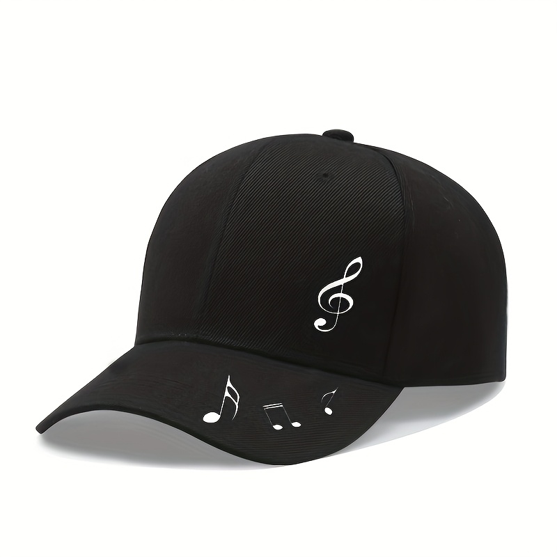 TEMU Men's And Women's Baseball Cap With Musical Note Print, Adjustable Elastic Casual Hat With Closure, Hand Washable, Comfortable Theme, Birthday