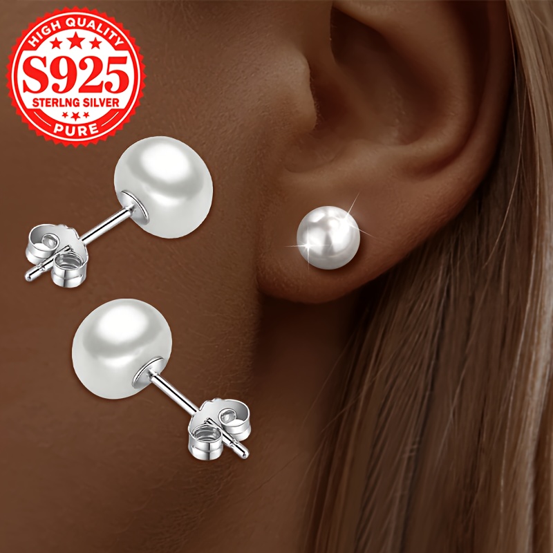 Image of A Pair, S925 Silver, Women's Fashion Earrings, 8mm Earrings, Elegant, Sexy, Light Luxury, Suitable For Banquets, Parties, Valentine's Day, Carnivals, Suitable For Women' Wear, Hypoallergenic
