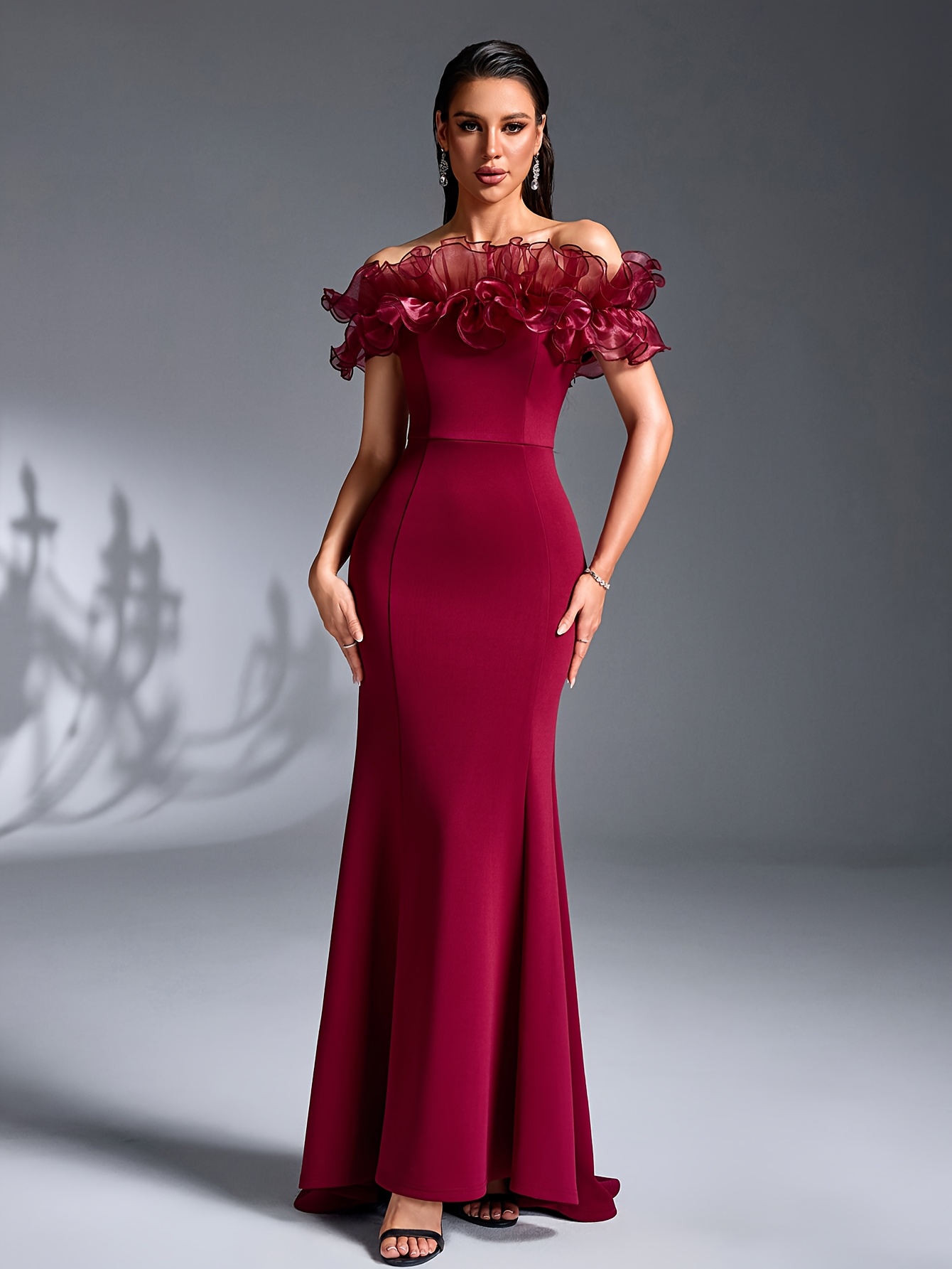 burgundy party dress sold on Temu United States