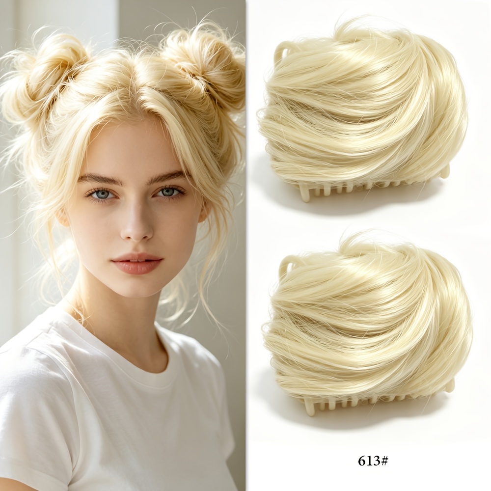 TEMU 2 Pack Claw Clip Hairpieces Fluffy Fake Hair Buns Increase Hair Volume Suitable For Daily Cosplay Hair Decor