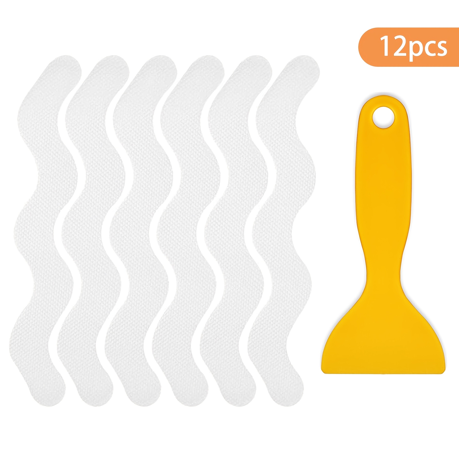 TEMU 6/12/24/36pcs Bandes Adhésives Antidérapantes Transparentes pour Salle de Bain, Douche, Bandes de Sécurité Antidérapantes pour Cuisine Maison,