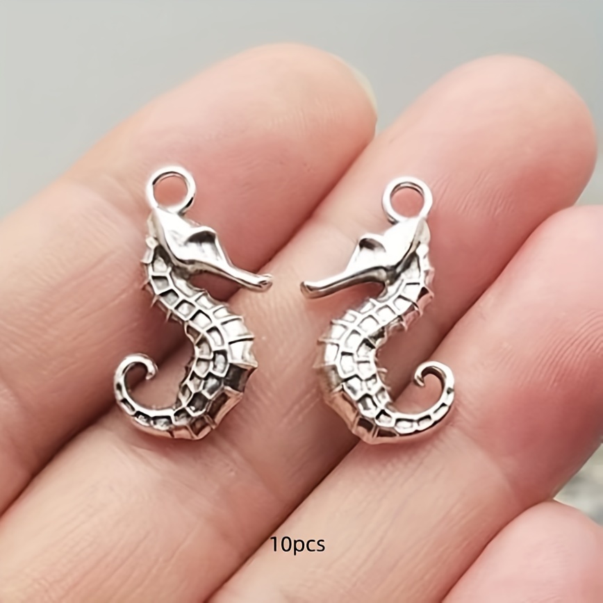 10pcs Seahorse Charm Pendants, Antique Silvery Pendants, Diy Handmade Earrings Necklace Bracelet Jewelry Accessories, 23x11mm