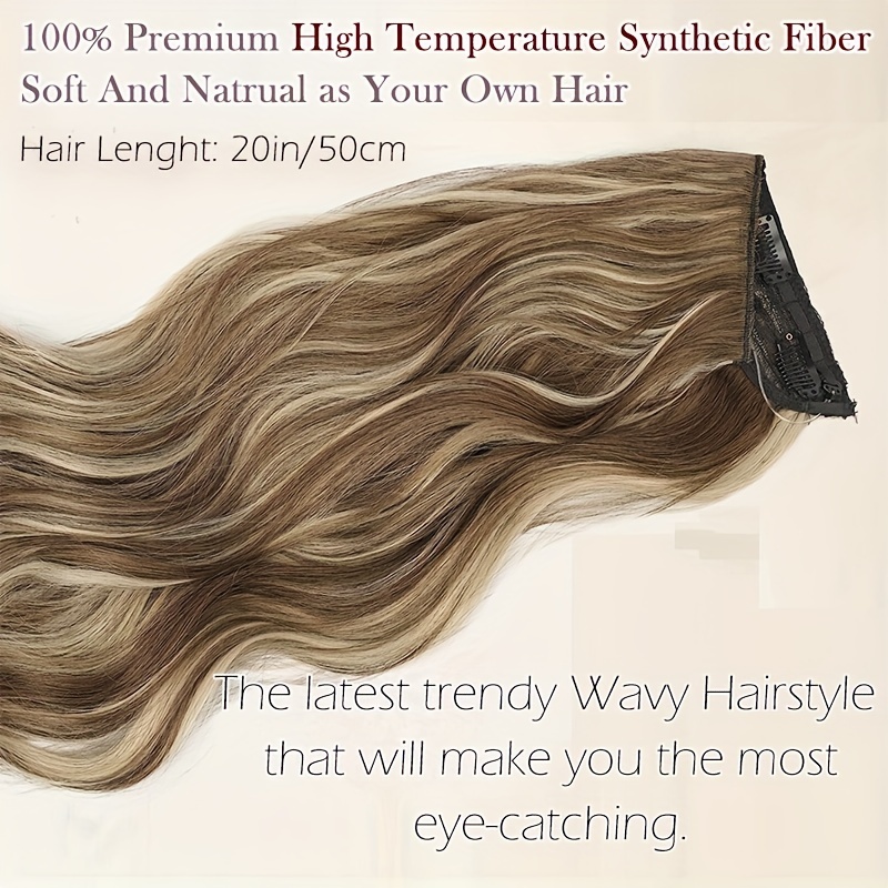 s noilite invisible wire hair extensions with transparent wire adjustable size with 4 secure clips synthetic hair piece long wavy secret headband hairpieces for women 20 inch ombre brown highlight details 3