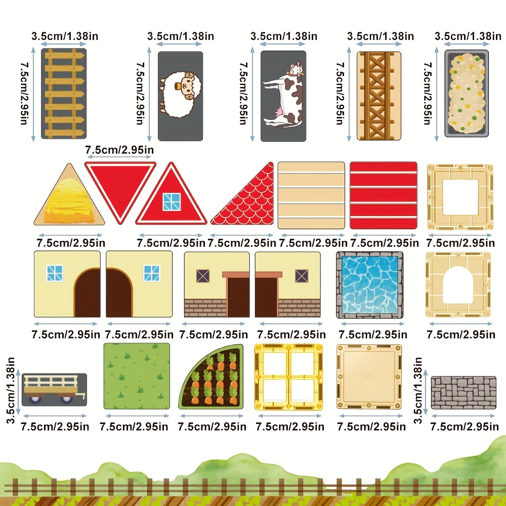 Random Color Magnetic Building Blocks, Large Size Set