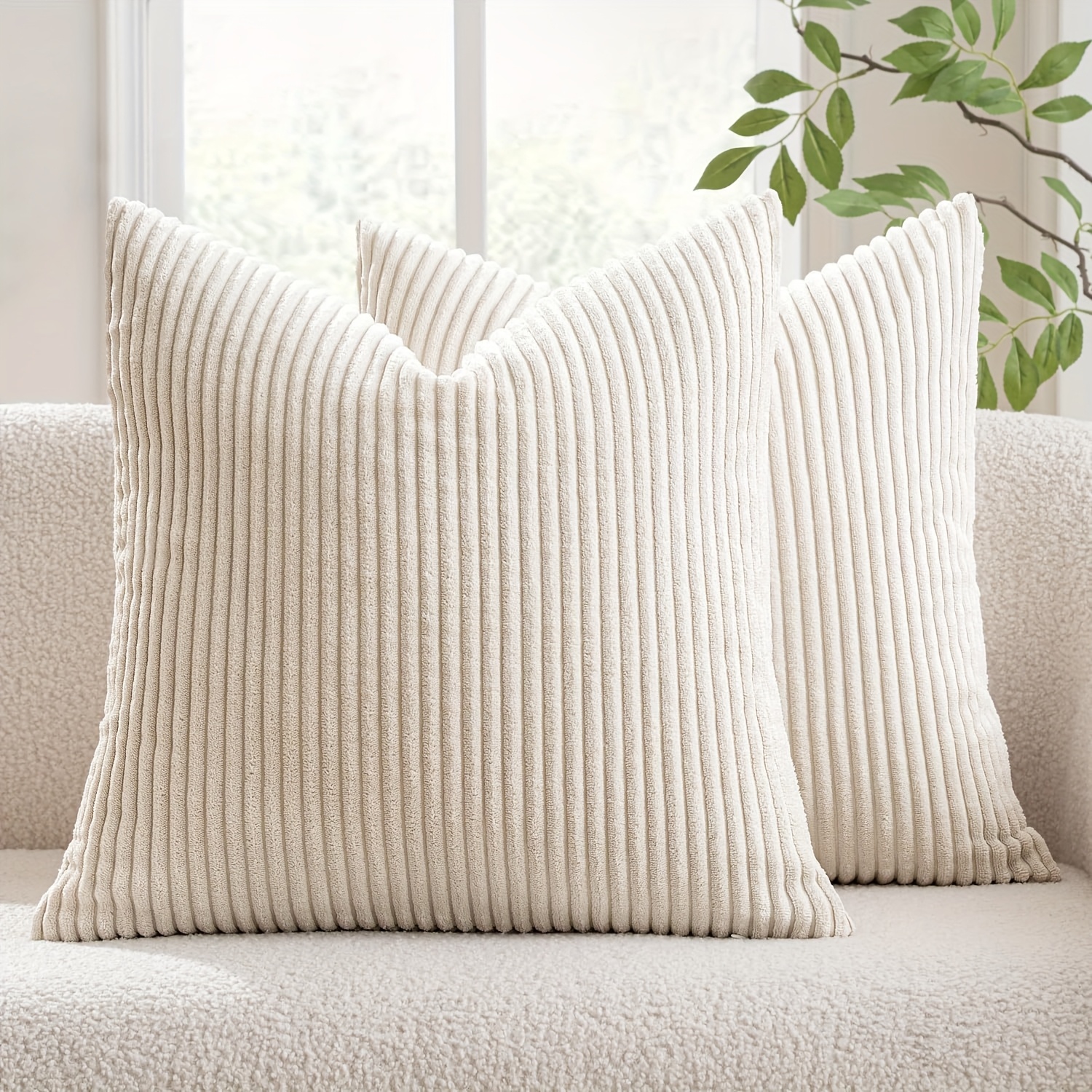 E-shop 2er-Set ultraweiche Samt-Kissenbezüge, bequeme gestreifte Kissenhüllen, geeignet für Sofa, Schlafzimmer, Büro
