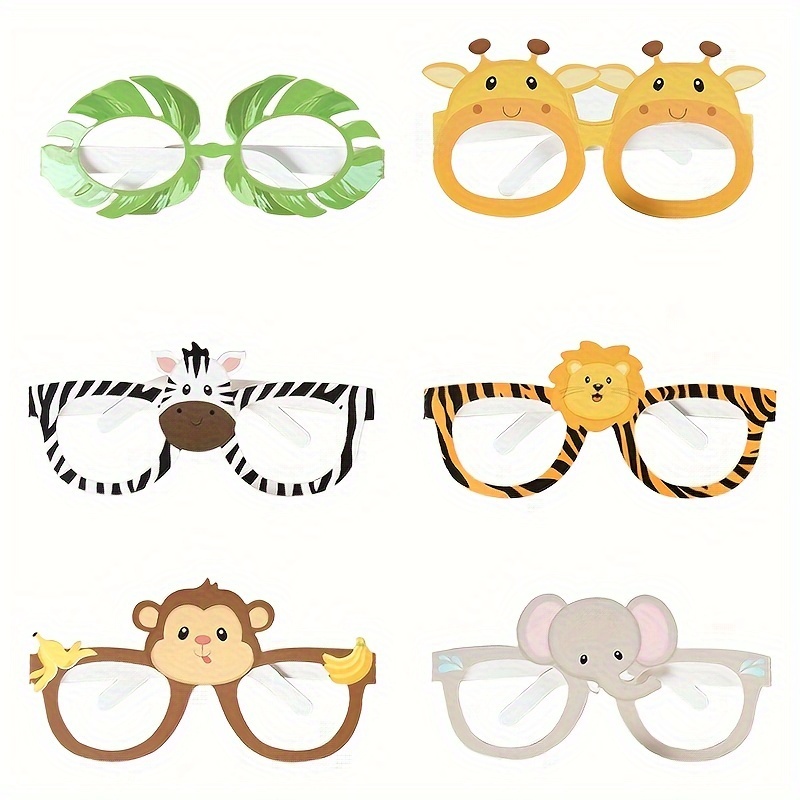 

6pcs, Jungle Animal Party Supplies Paper Glasses, Happy Birthday Party Decoration Adults Woodland Wild 1 Party Gifts Glasses, Green Forest Safari Birthday Suppies