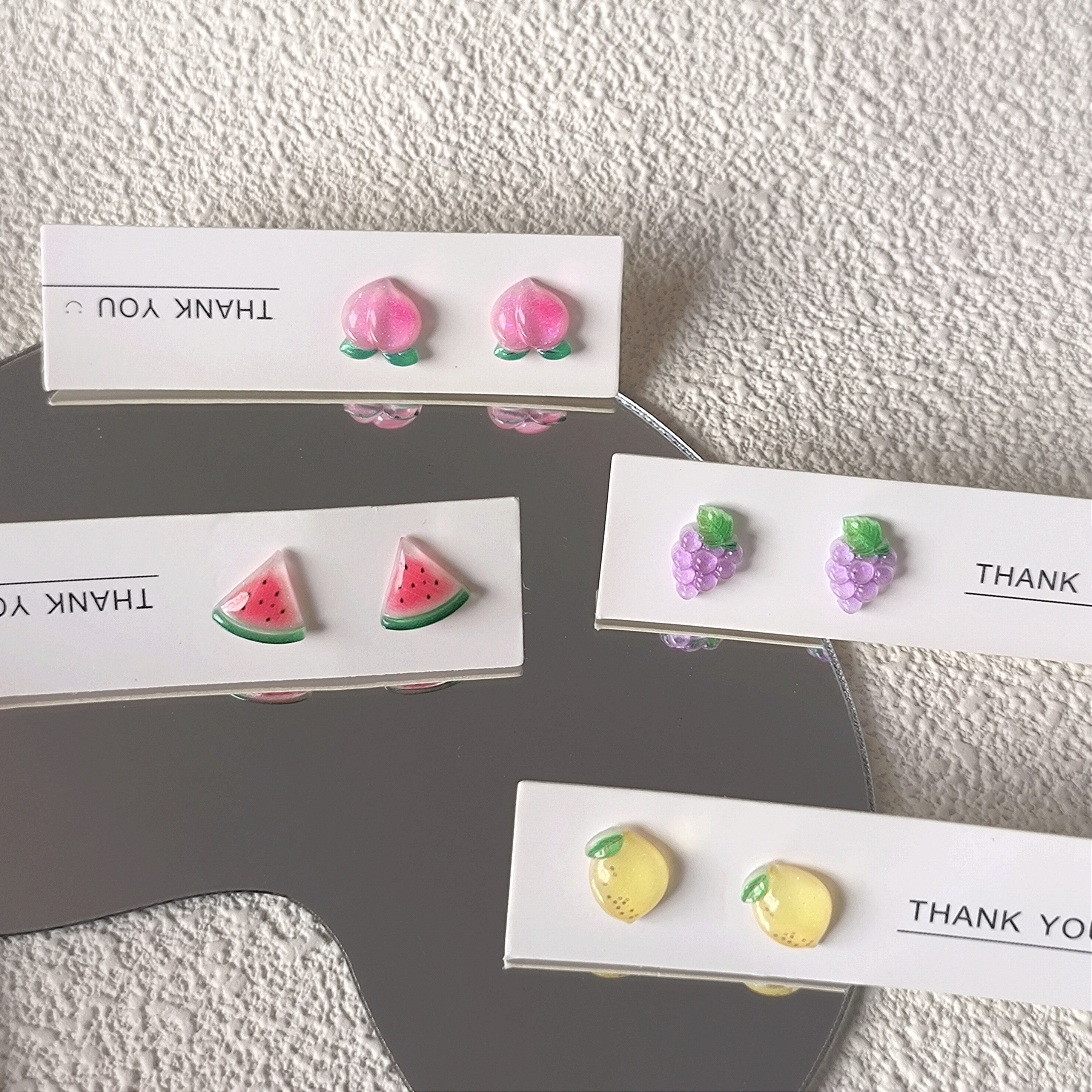 

Summer Fun Earrings: Resin Watermelon, Peach, Lemon, And Grape Designs - Perfect For Everyday Wear And Festive Occasions!