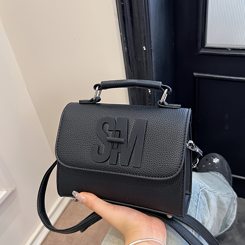 Image of Solid Color Pu High-end Fashion Handbag, Stylish And Versatile, Simple Texture, Trendy For Commuting And Shopping, Women'-shoulder Crossbody Square Bag