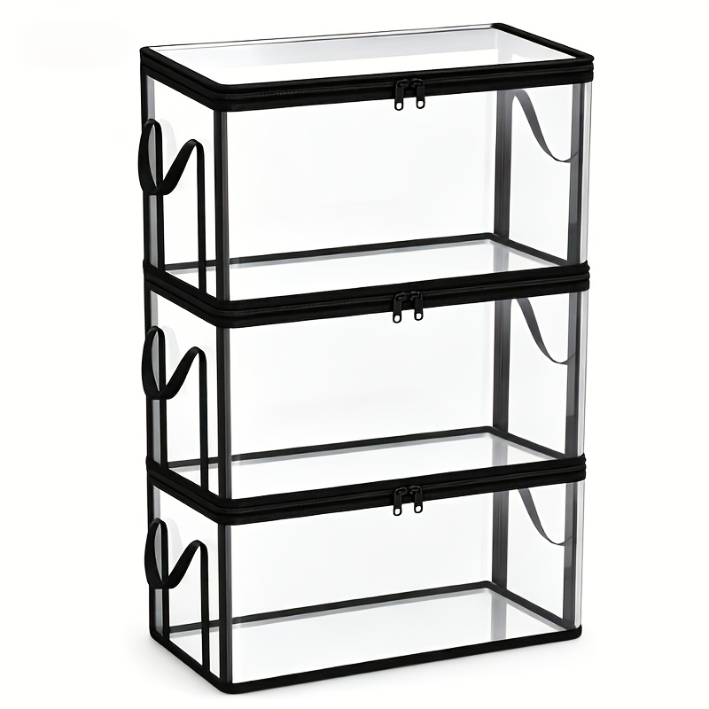 4pcs Large Transparent Thickened Plastic Storage Boxes with Hinged Lids