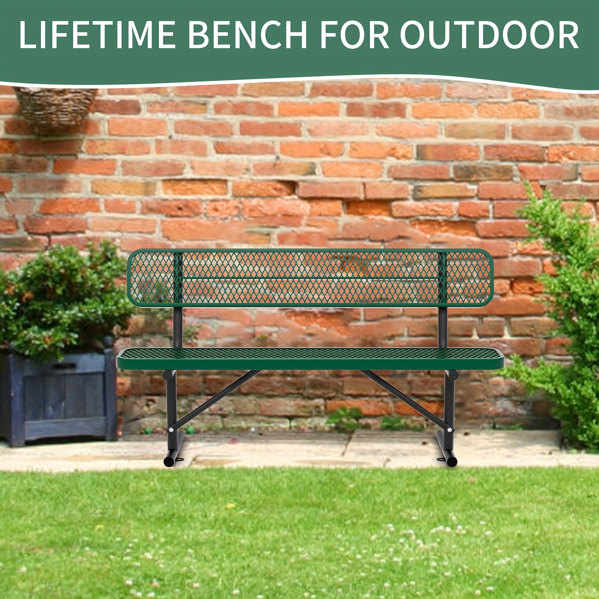 Sturdy Outdoor Metal Park ing, Offered in 4/6/8 Feet, Outdoor with Back Support And Portable Structure, Commercial ing for Shopping Centers, Retail Stores, Parks, And Patios