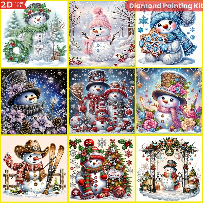 TEMU 2d/flat Handmade Diamond Painting -random 1pc 9 Styles, 5d Discount Diamond Painting Kit, Christmas Theme Design Creative Christmas Snowman,